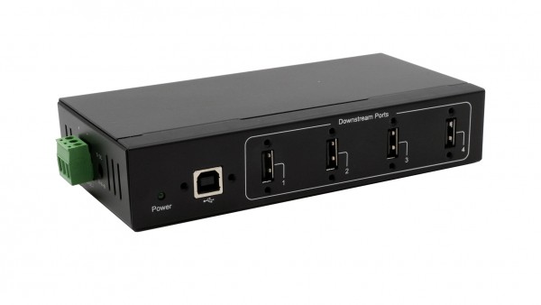 4 Port USB 2.0 Metall-HUB, für Tisch, Wand- und DIN-Rail Montage, 15KV ESD Schutz