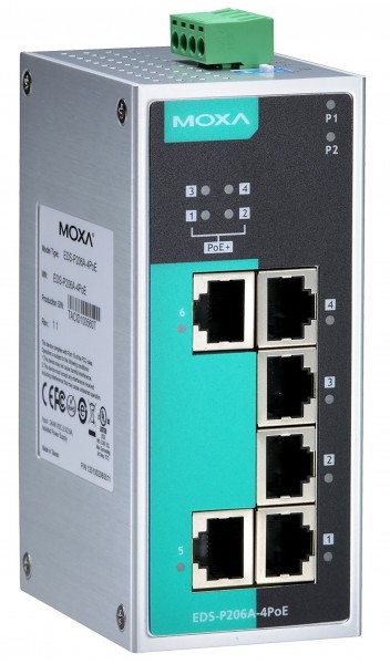 MOXA 6-Port Ethernet PoE Switch - 6*10/100Tx (4x PoE)