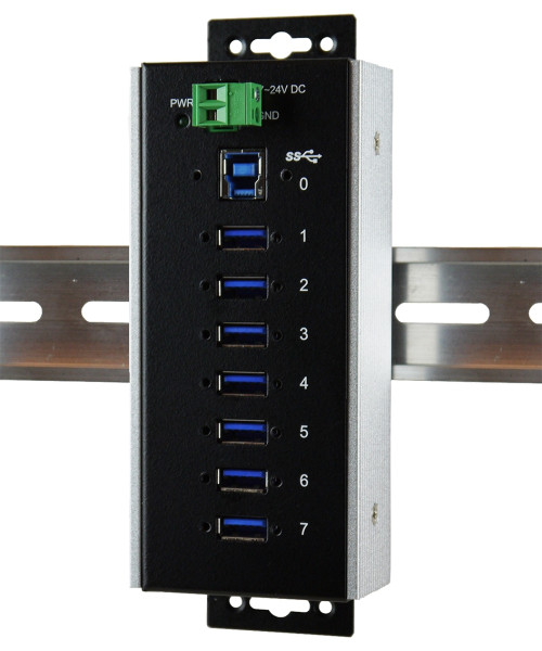 7-Port USB 3.2 Gen 1 Metall HUB, 15KV ESD Schutz, -40°C bis +85°C