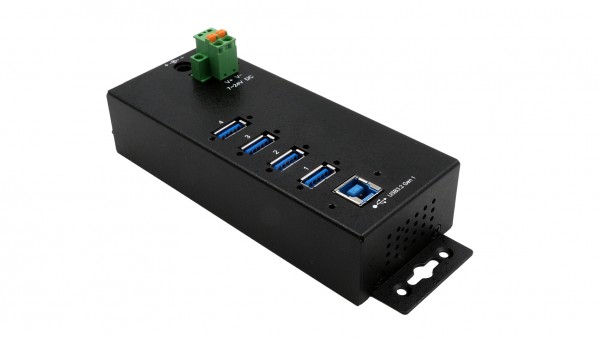 4 Port USB 3.2 Gen 1 HUB mit 15KV ESD Überspannungsschutz (DIN-Rail Kit)