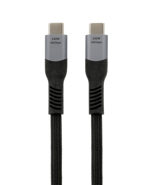 USB 4 Kabel, USB-C Stecker beidseitig, 40 Gbit/s, 5A, 240W, schwarz, Gewebe, 1.0m
