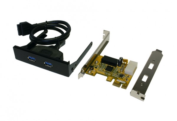 USB 3.2 Gen 1 PCIe Karte mit 2+2 Ports für 3.5" Front-Einbau