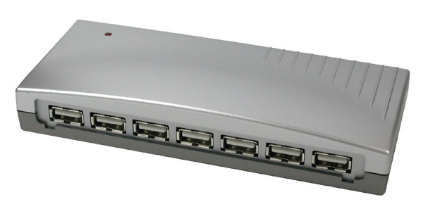 7 Port USB 2.0 HUB, Plastik-Gehäuse inkl. Netzteil