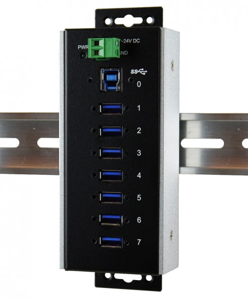 7 Port USB 3.2 Gen 1 Metall HUB für Temperaturen von –40°C bis +85°C Grad