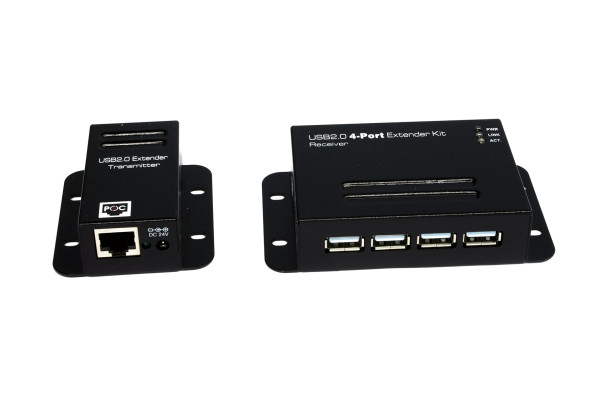 4 Port USB 2.0 Cat.5/6. Extender bis 50 m, Metall