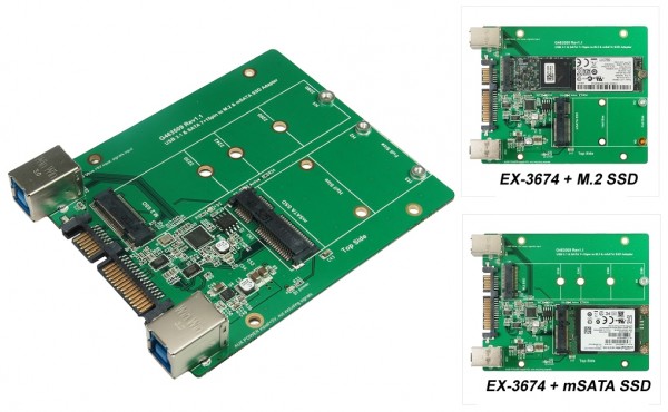 USB 3.2 Gen 2 und SATA 3 to M.2 or mSATA SSD