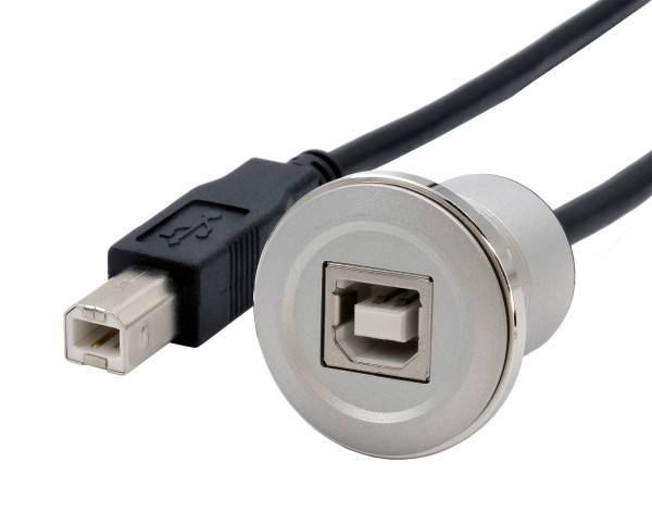 Einbau-Adapter Metall USB B Buchse zu Stecker, 30 cm