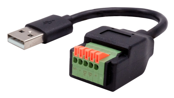 Kabel-Adapter USB-A Stecker zu 5-pin Terminal Block mit Drucktaster, USB 2.0, 15 cm
