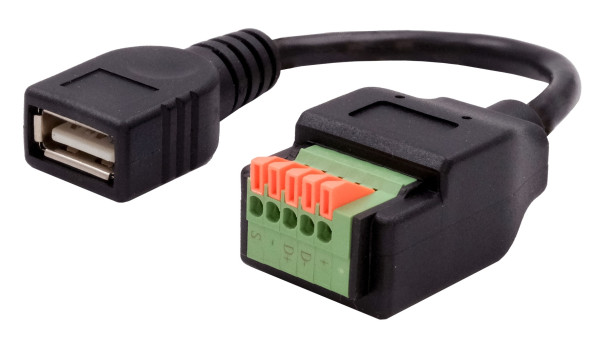 Kabel-Adapter USB-A Buchse zu 5-pin Terminal Block mit Drucktaster, USB 2.0, 15 cm