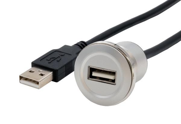 Einbau-Adapter Metall USB A Buchse zu Stecker, 30 cm