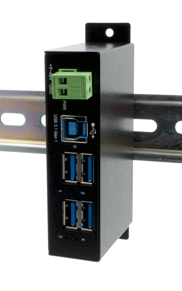4 Port USB 3.2 Gen1 Managed HUB, inkl. Din-Rail