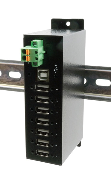 7-Port USB 2.0 Metall HUB (DIN-Rail), 15KV ESD Schutz