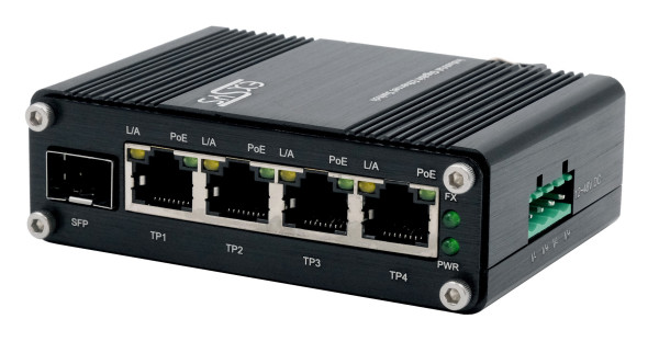 Mini 5-Port Ethernet PoE+ Switch - 4*10/100/1000Tx + 1*100/1000Fx SFP