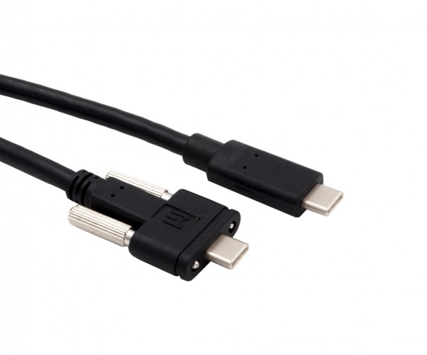 USB 3.2 Gen2 Kabel C - C mit Rändelschrauben, 1.0m schwarz