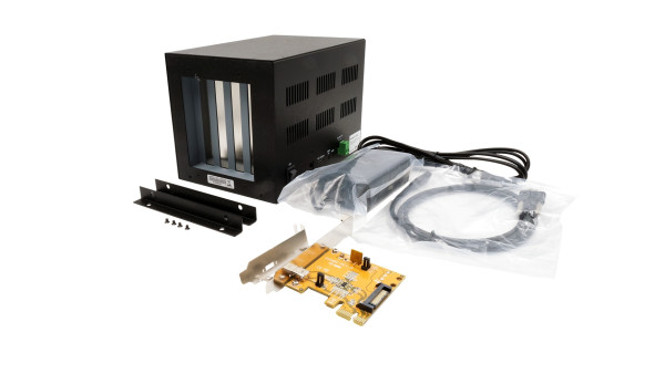 Expansion Box mit PCIe Karte und C-Kabel zu 4x PCI Slots