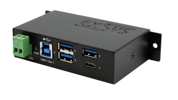 4-Port USB 3.2 Gen 1 Metall HUB, 1x USB-C und 3x UAB-A Ports (Surge Protection)