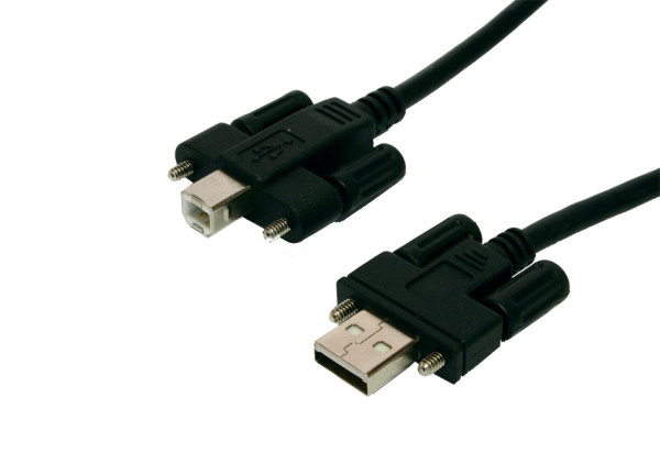 USB 2.0 Kabel A Stecker - B Stecker mit Rändelschrauben, 5 m