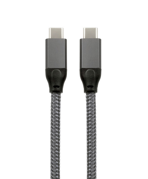 USB 3.2 Gen 2x2 Kabel, USB-C Stecker beidseitig, 20 Gbit/s, 5A, 100W, grau, Gewebe, 3.0m