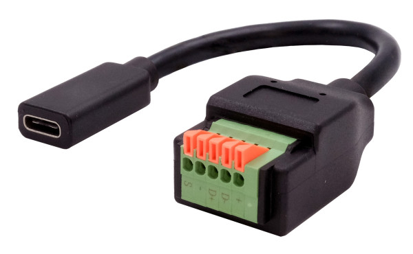 Kabel-Adapter USB-C Buchse zu 5-pin Terminal Block mit Drucktaster, USB 2.0, 15 cm